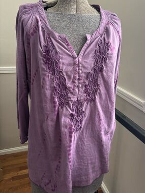 Vintage America Lavender Embroidered Tunic Top